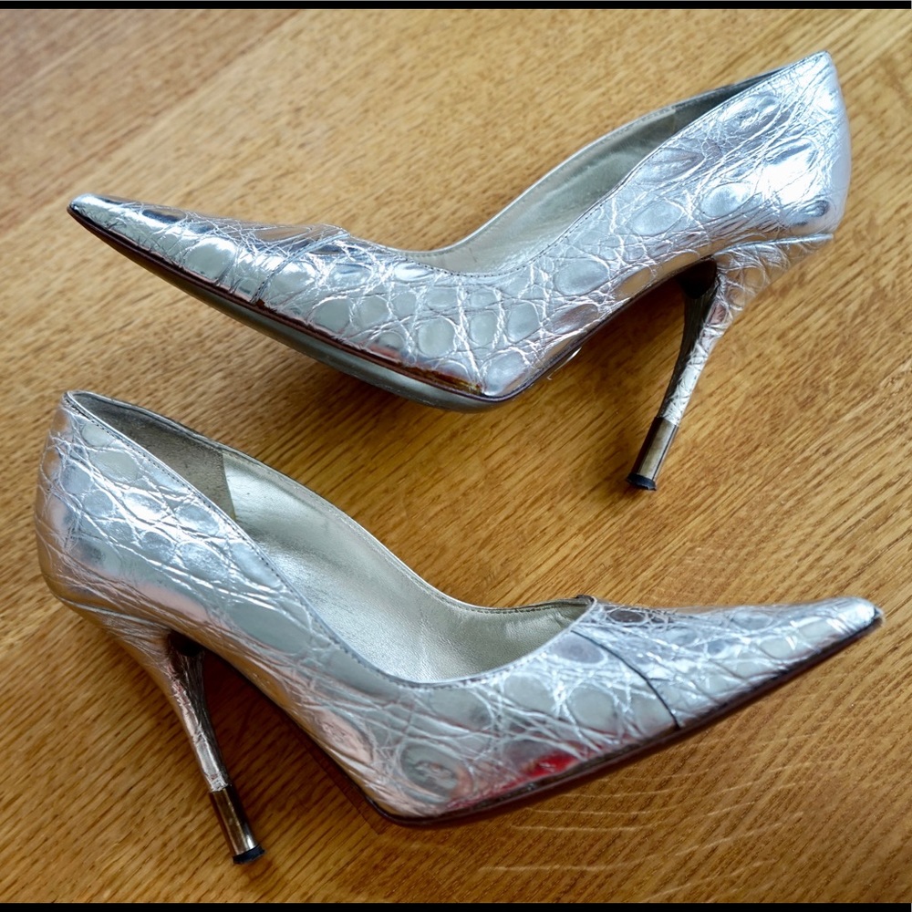 Dolce&Gabbana Silver Snake Skin Pointed To…